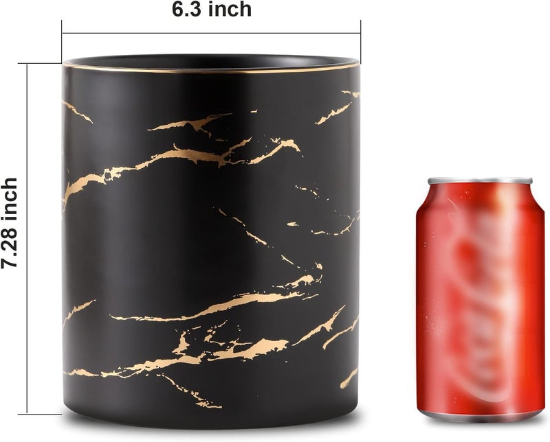 Howise 7.2 inch Large Utensil Holder for Kitchen Counter, Golden Marble Utensil Crock Spatula Holder for Countertop Cooking Tools Storage Caddy Farmhouse Kitchen Decor (Marble-Black) - Image 4